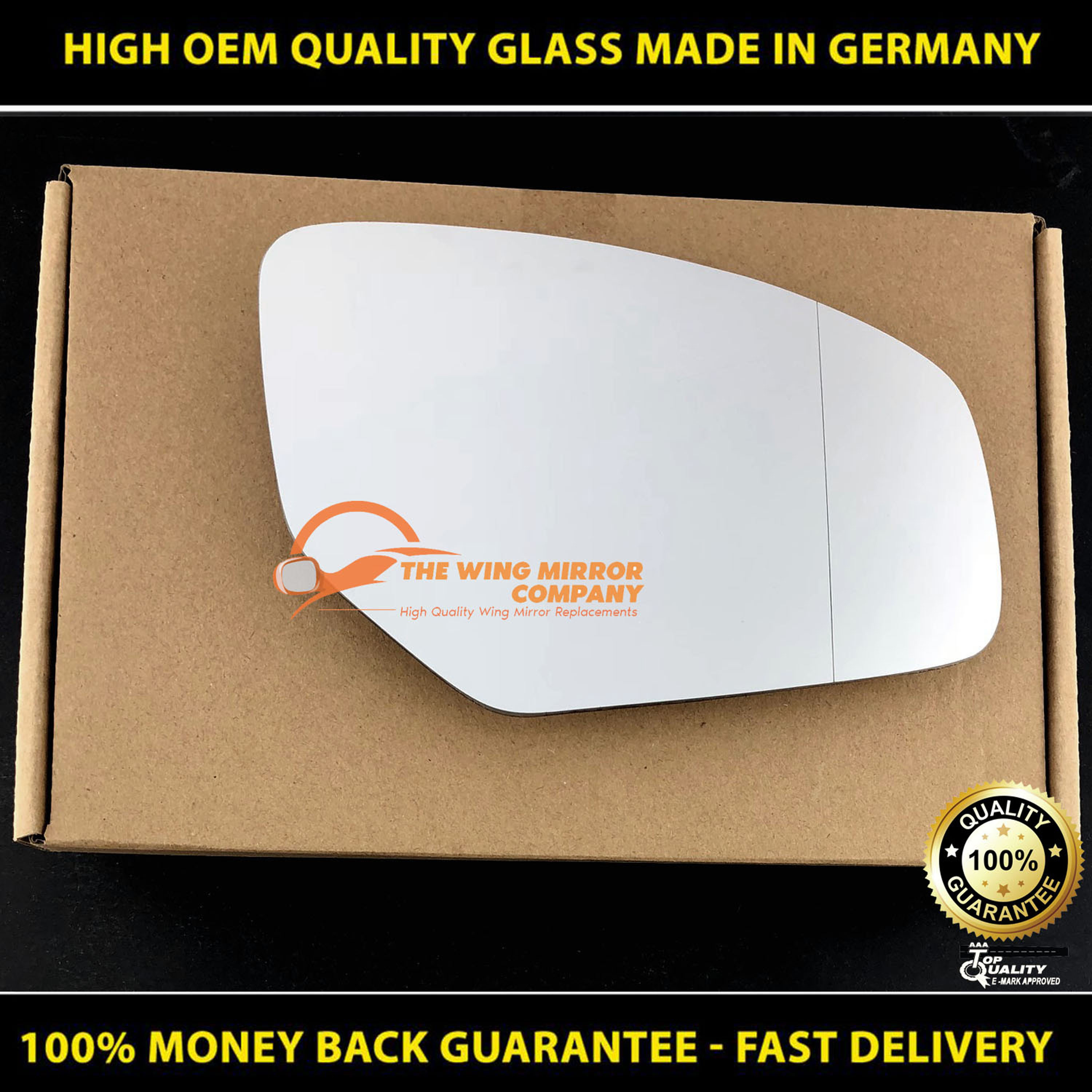 A6 LEFT SIDE Wing Mirror Glass With Base Heated Convex 2004 Jun to 2008 Oct
