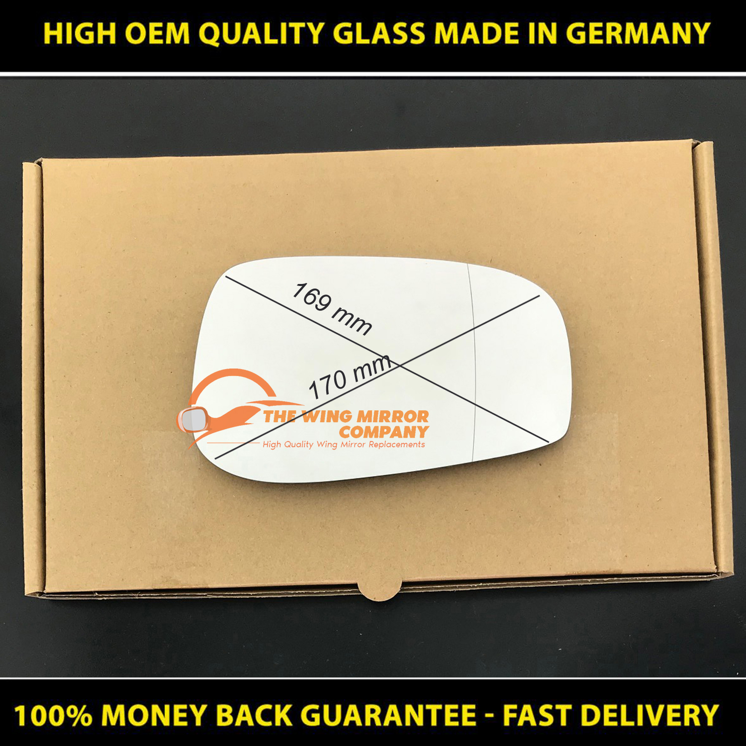 WLLW Power Mirror Glass For 2004-2006 Volvo S60 S80 V70 – Driver Left Side (LH) – Adhesive Mount, Gray