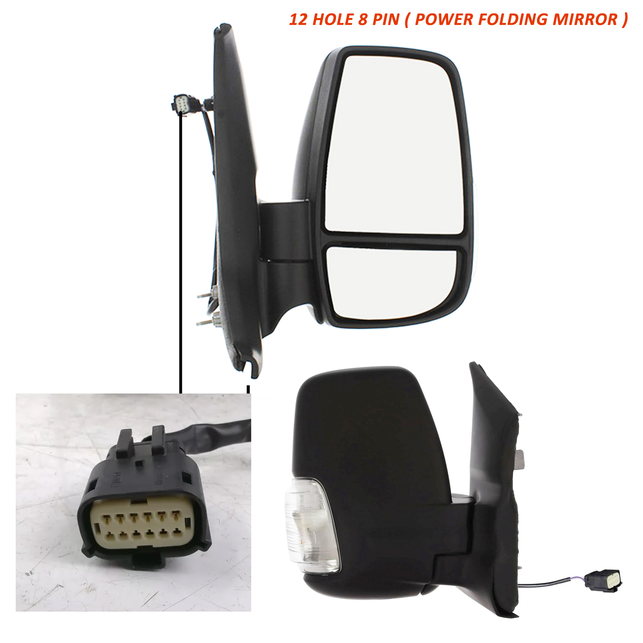 thumbnail image 2 of WCM Left Side Wing Mirror Glass For Ford Transit T350 (2000+) - Direct Replacement 2 of 6