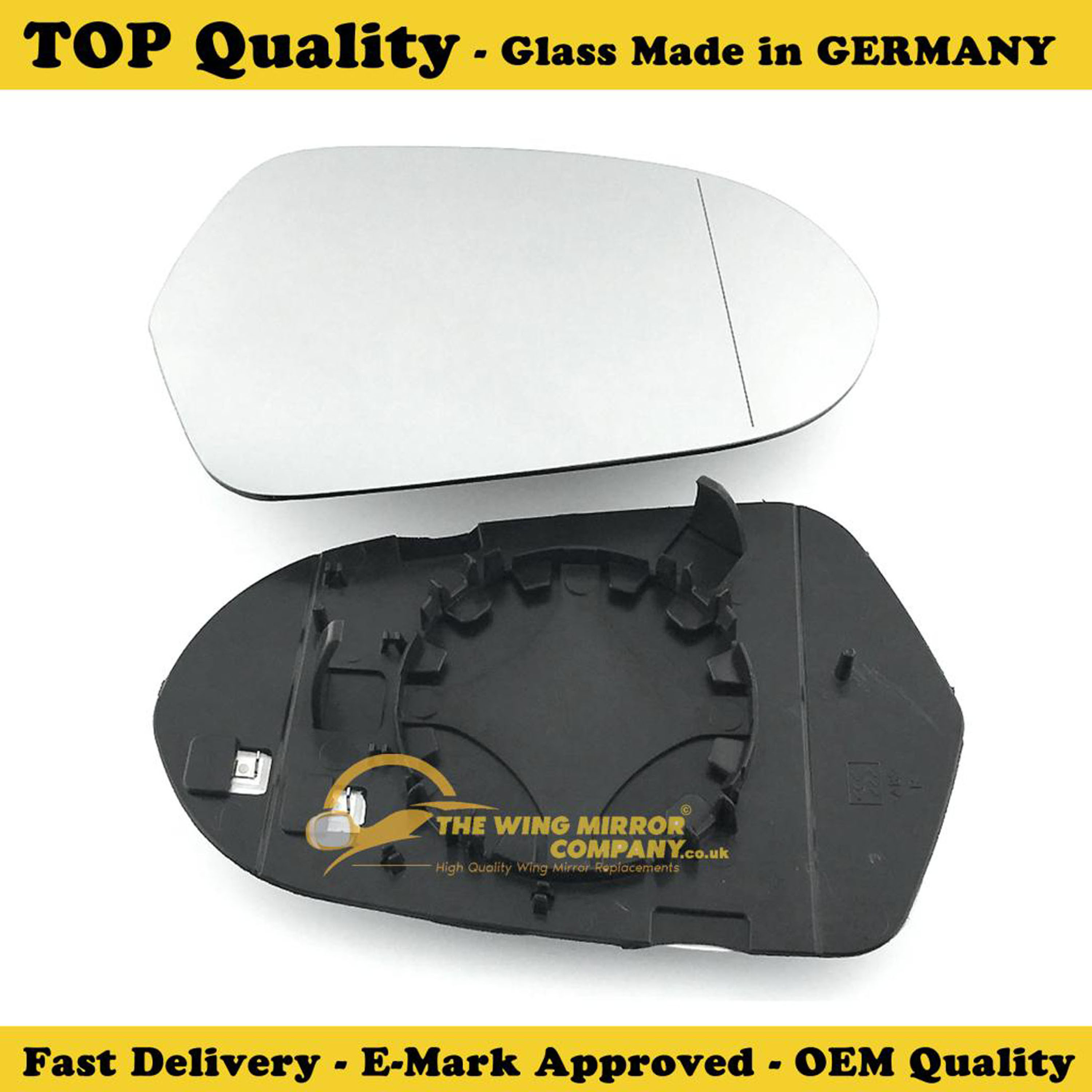 TWMC Left Side Wing Mirror Glass With Base For Ford Transit Connect 2019-2023 – Heated Convex