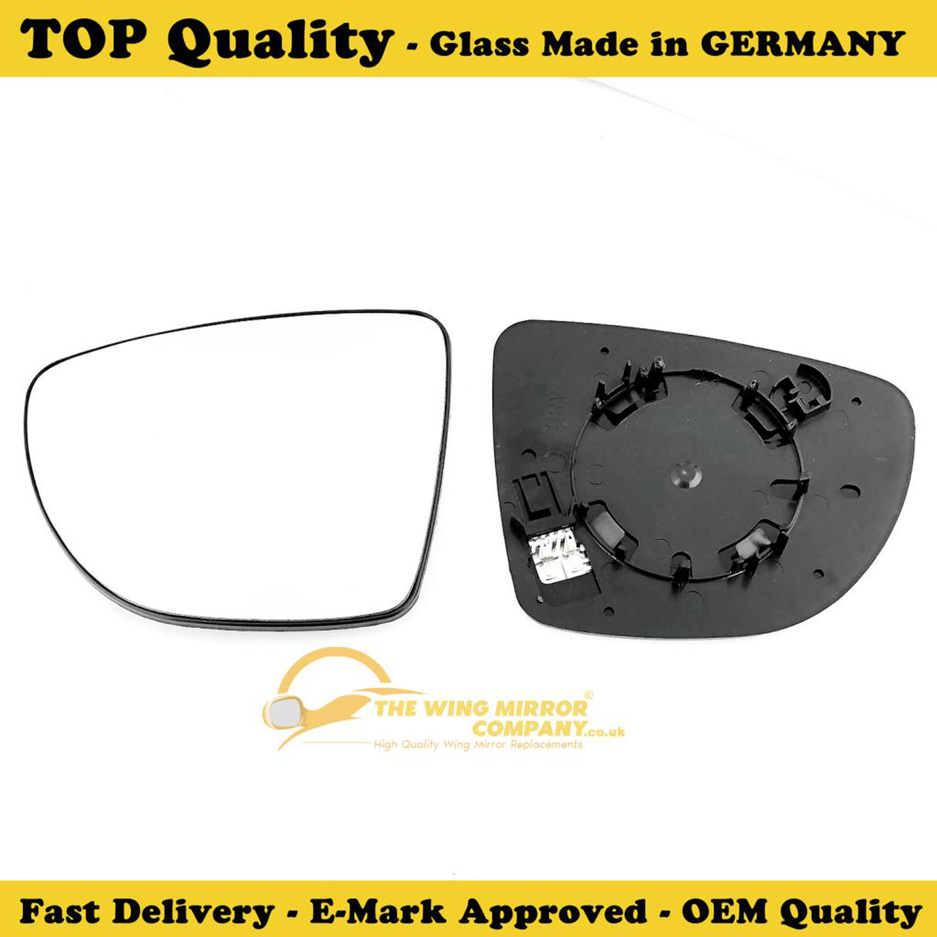 Right Driver side wing mirror glass for Renault Captur 2013-On wide angle heated