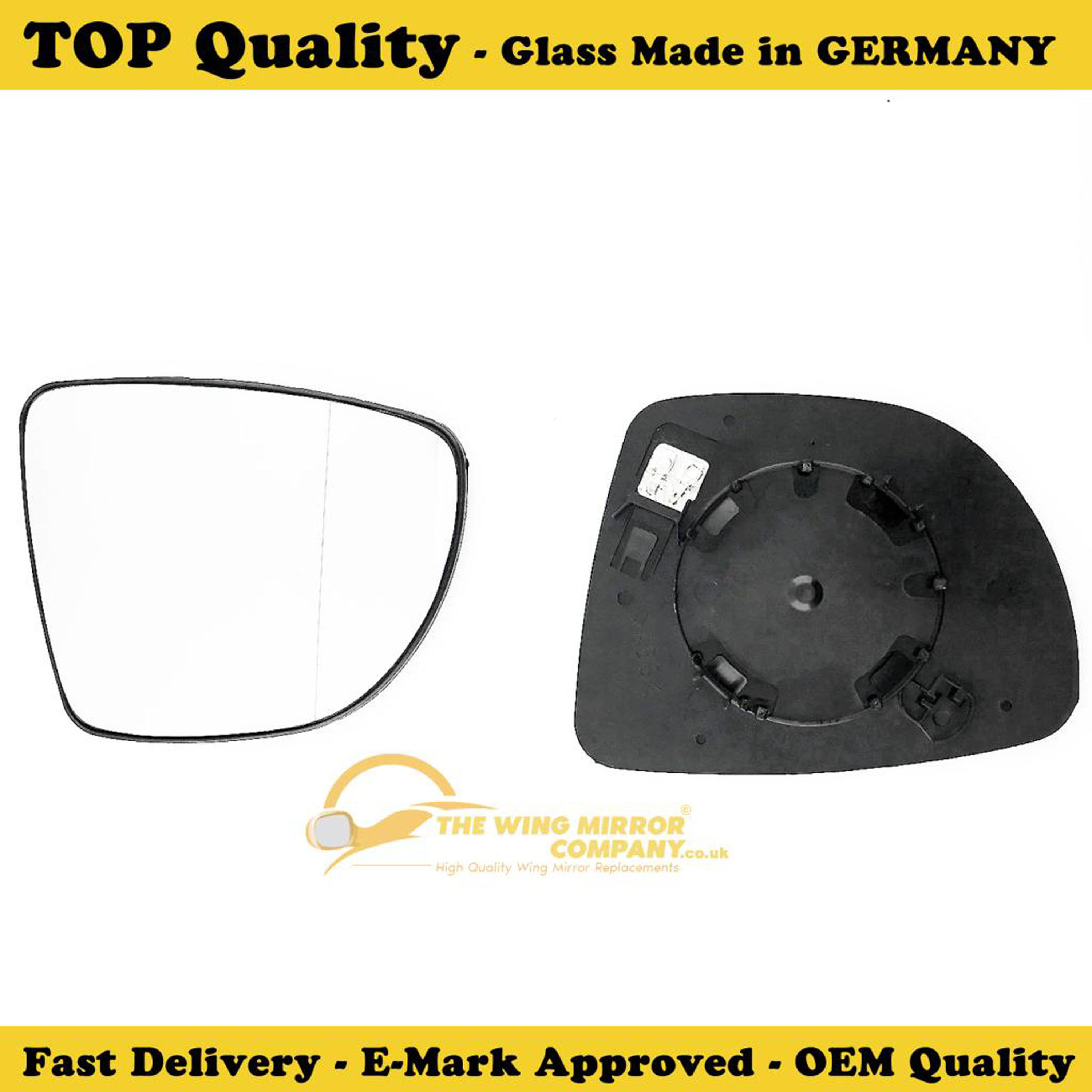 Right Driver side wing mirror glass for Renault Captur 2013-On wide angle heated