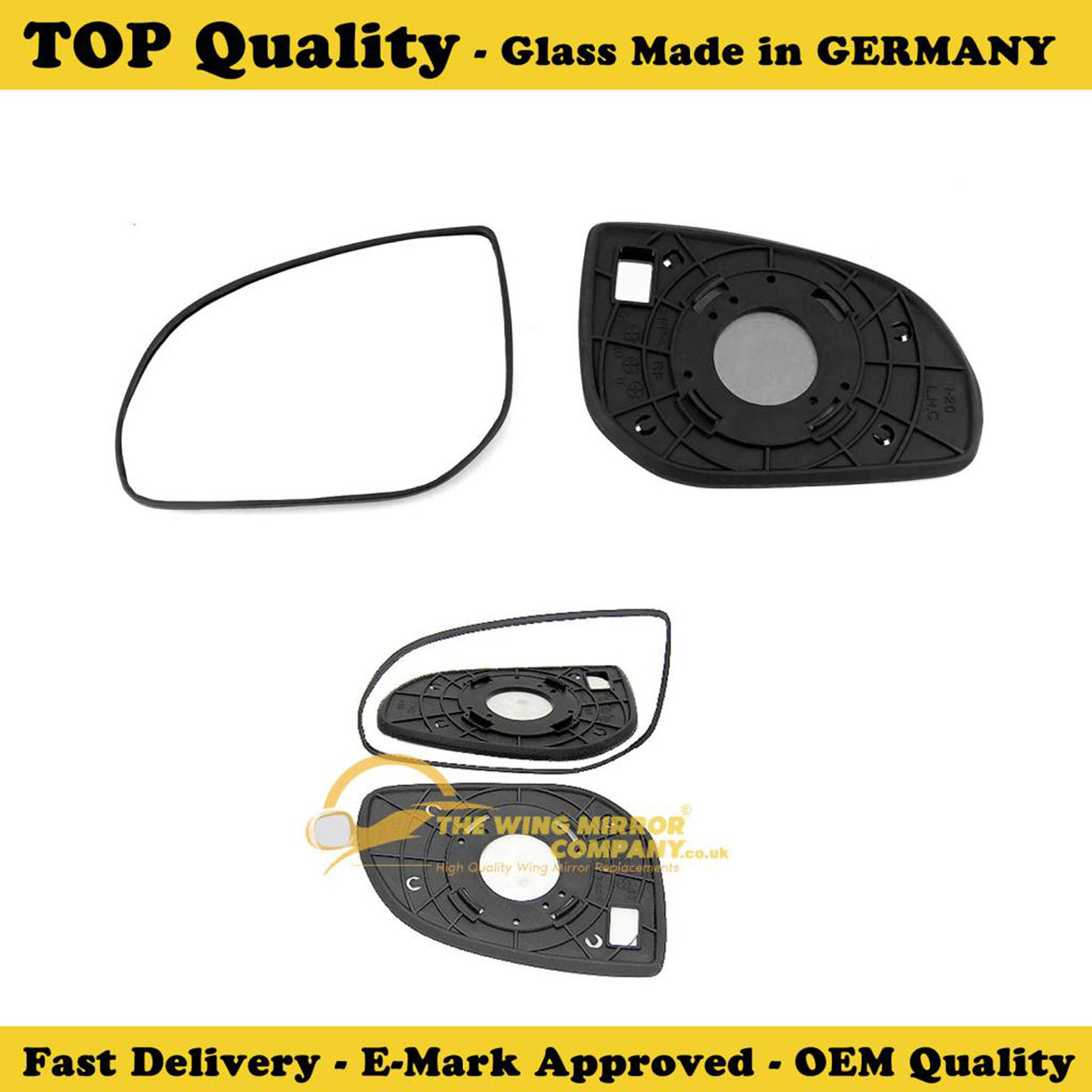 Wide Angle Car Door Wing Mirror Glass Including Base Plate UK Driver Side AD 2011 to 2017 Heated